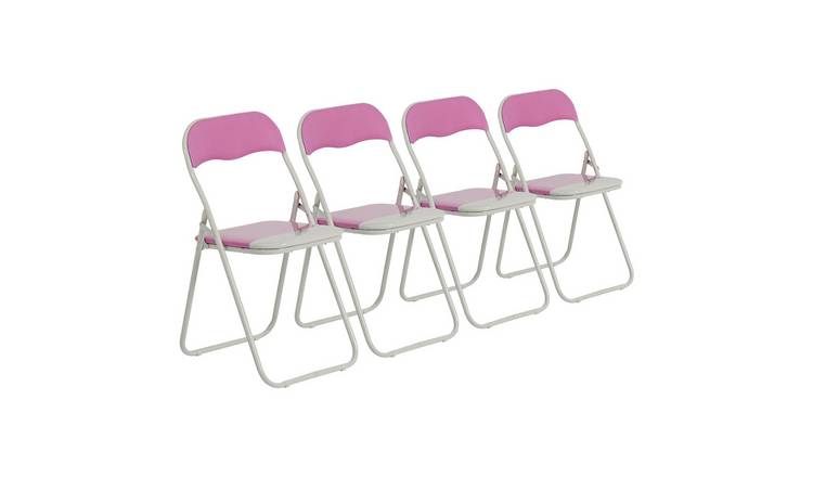 Harbour Housewares Coloured Padded Folding Chairs - Pink - Pack of 4
