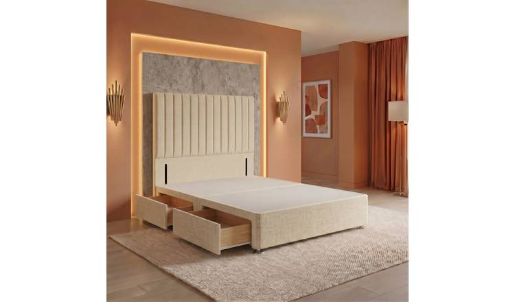 Somnior Heritage Linen Divan Base 2 Draw 54" Headboard - Beige/Double
