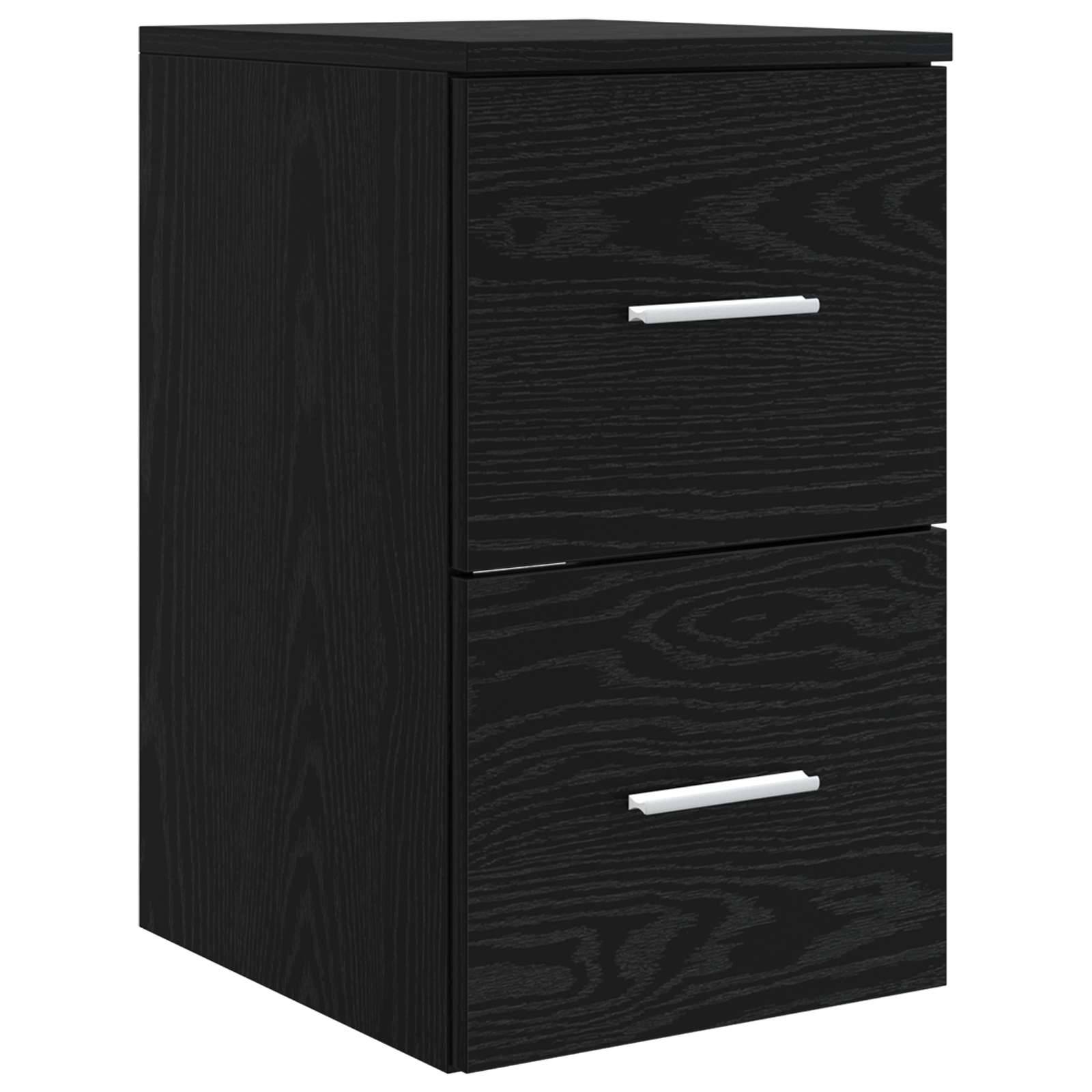 Walplus Wood Bathroom Cabinet with 2 Drawers - Black Oak - 30 x 44.5 x 50 cm - Image 2
