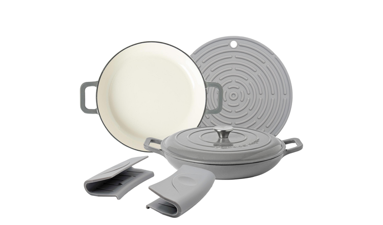 Argon Tableware Cast Iron Casserole Dishes - Slate Grey - Set of 2