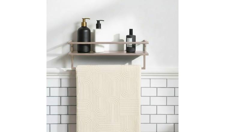 OHS Mounted Towel Rail With Shelf - Natural