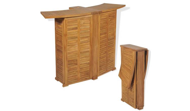 Walplus Solid Teak Wood Folding Bar Table - Brown - 155 x 53 x 105 cm