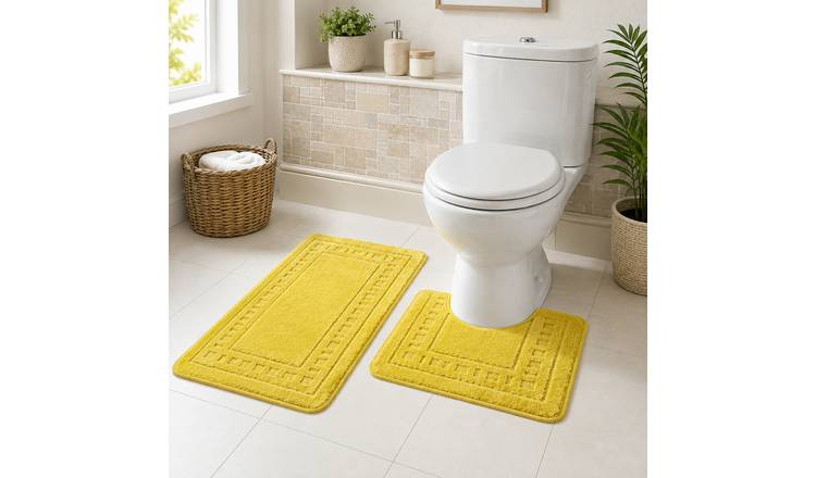 New Edge Blinds Miami Bath Mat & Pedestal Set - Ochre