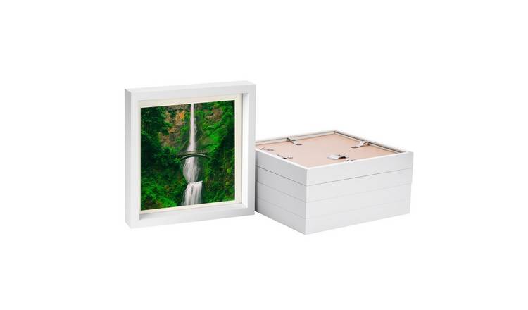 Nicola Spring 3D Box Photo Frames - 10" x 10" with Mount - Set of 5 - White