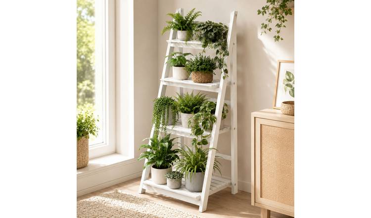 Neo 4 Tier Foldable Wooden Stand Display Shelf - White