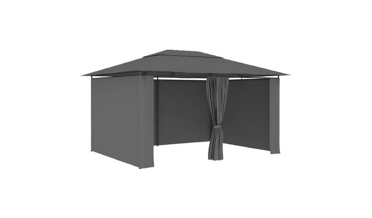 Walplus 4 x 3 m Garden Marquee with Curtains - Anthracite