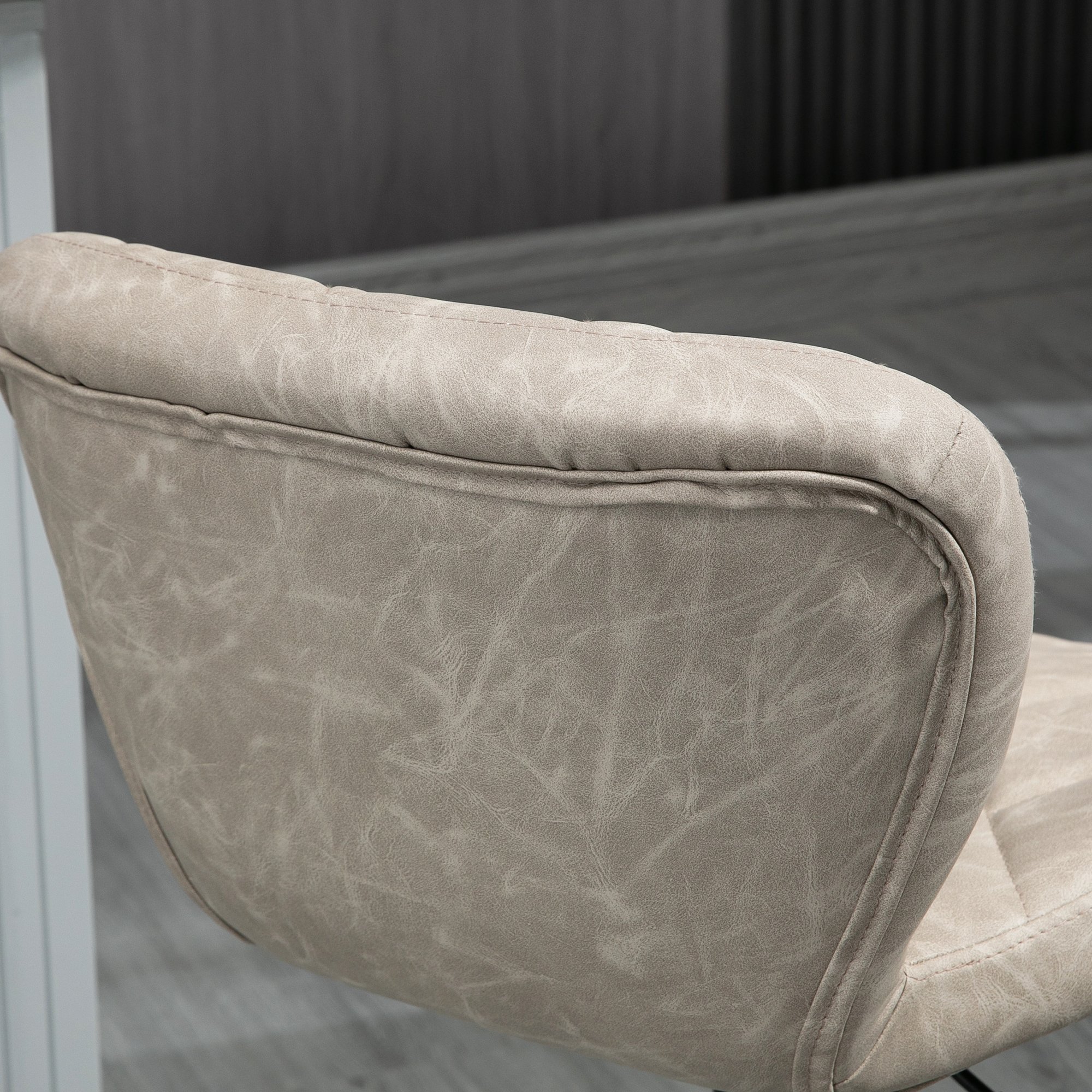 HOMCOM Set of 2 Bar Stool with Backrest and Footrest - Khaki - Image 3