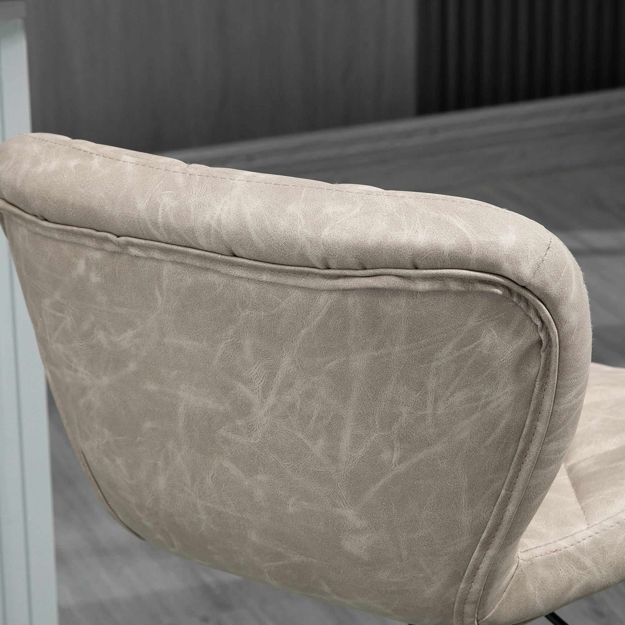 HOMCOM Set of 2 Bar Stool with Backrest and Footrest - Khaki - Image 3