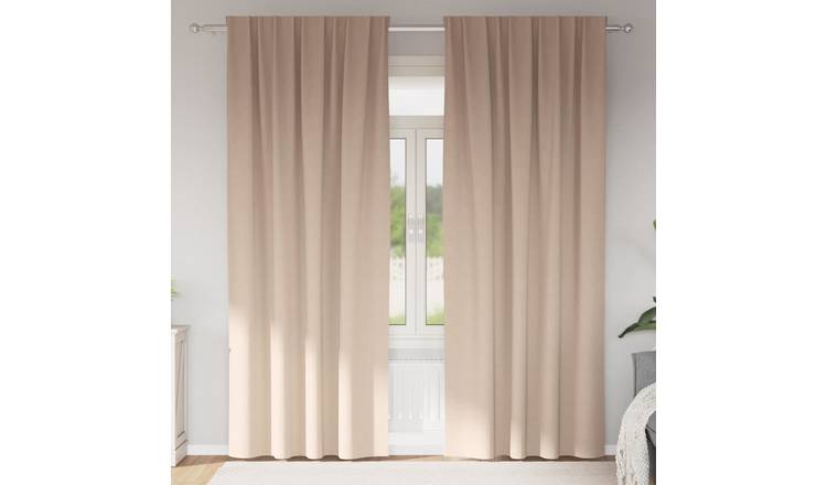 Walplus Set of 2 Ring Top Blackout Curtains - Taupe - 245 x 140 cm