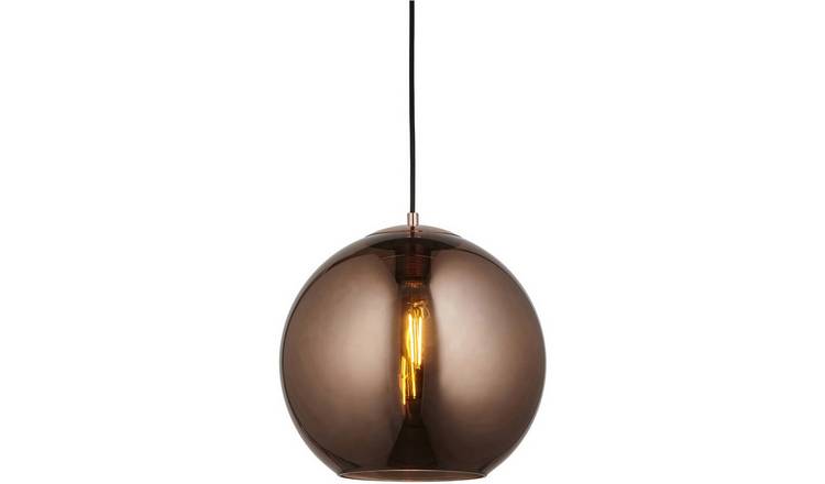 Loops Direct 30cm Diameter Pendant Light - Copper Mirrored Glass and Black