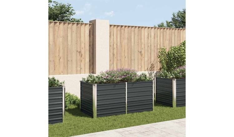 Walplus Galvanised Steel Raised Garden Bed - Anthracite - 160 x 80 x 77 cm