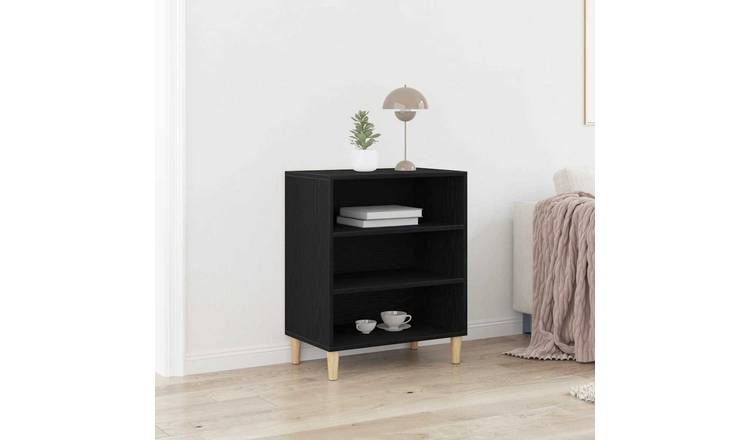 Walplus 2 Shelf Rectangular Sideboard - Black Oak - 57 x 35 x 70 cm