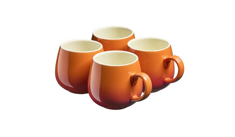 Cooks Professional 4 Piece Colourful Round Mug Set 350ml - Orange