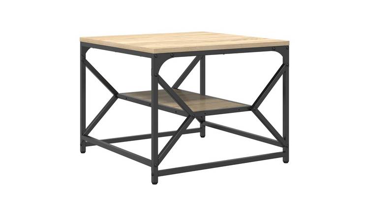 Walplus Engineered Wood and Steel Coffee Table - Light Oak - 51 x 50 x 40 cm
