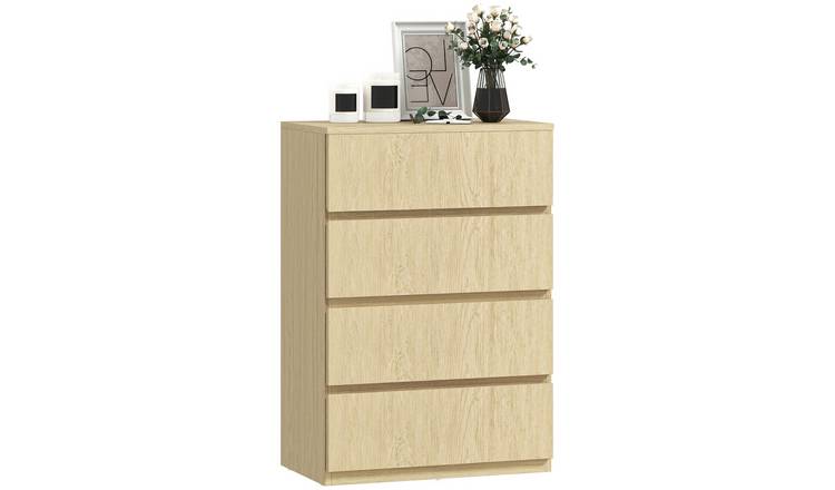 HOMCOM 4 Drawers Floor Tower Cupboard - Natural Wood