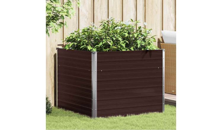 Walplus Galvanised Steel Raised Garden Bed - Brown - 100 x 100 x 77 cm