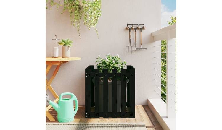 Walplus Wood Garden Planter - Black - 60 x 60 x 60 cm