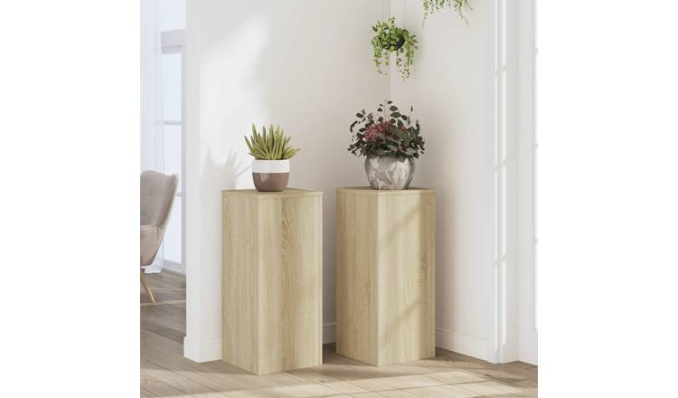 Walplus Pack of 2 Engineered Wood Plant Stand - Sonoma Oak - 30 x 30 x 70 cm