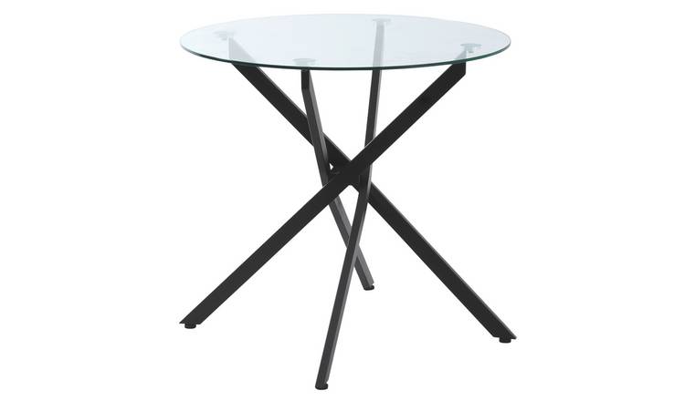 HOMCOM Tempered Glass Metal Leg Dining Table – Black