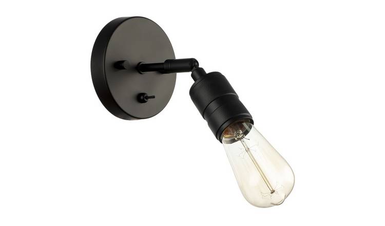 Happy Homewares Matte Black Switched with Adjustable Knurled Wall Light - 12cm