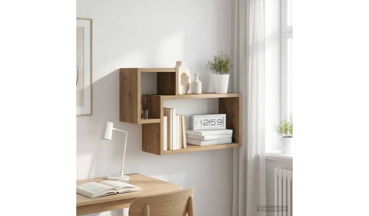 Walplus Engineered Wood Wall Shelf - Oak - 55 x 15 x 35 cm