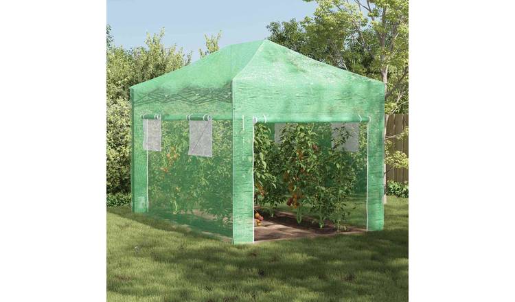 Walplus Iron Greenhouse with Pop-up Frame - Green - 280 x 410 x 315 cm