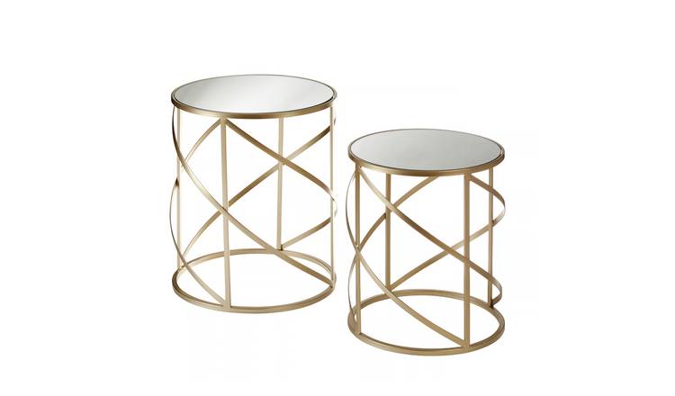 Orsina Mirrored Swirl Frame Side Tables - Gold