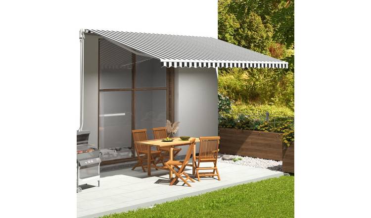 Walplus Polyester Awning Replacement Fabric - Anthracite and White - 500 x 300 c