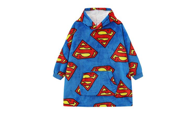 Superman Kids Oversized Long-Sleeved Blue & Red Blanket Hoodie - 4-6 Years