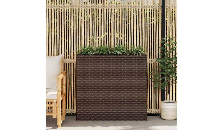 Walplus Poly Rattan Raised Garden Bed - Brown - 79 x 22 x 76 cm