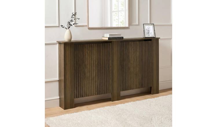 OHS Ribbed Radiator Cover - Medium Wood - Large