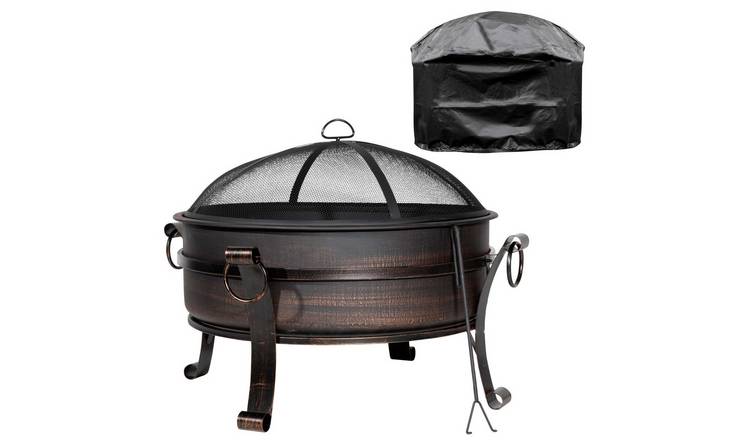 Dellonda 2-in-1 Outdoor Fire Pit Table - Antique Bronze