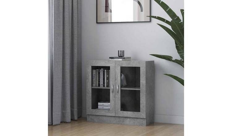 Walplus Engineered Wood Display Cabinet - Stone Grey - 82.5 x 30.5 x 80 cm