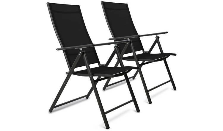 SUNMER Set of 2 Reclining Folding Garden Chairs - Black