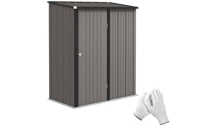 Outsunny Metal Garden Shed with Single Lockable Door - Light Grey