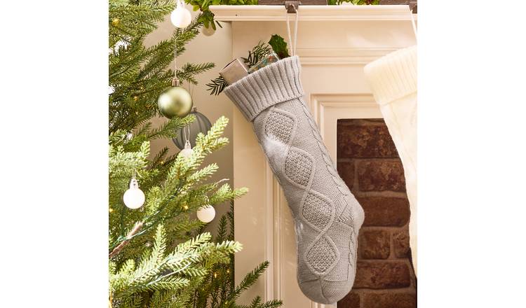 Dibor Fabric Christmas Stocking - Grey