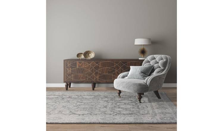 Mega Flooring Grey Traditional Abstract Rug - 80 x 150cm