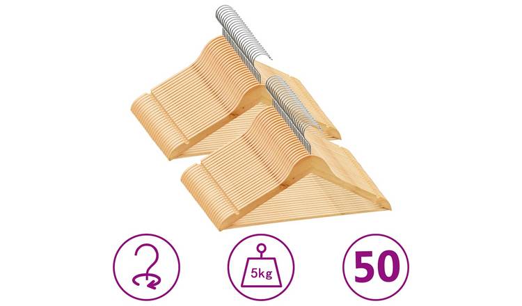 Walplus Clothes Hanger Set Non-slip Hardwood - Light Brown - 44.5 x 1.2 x 23 cm