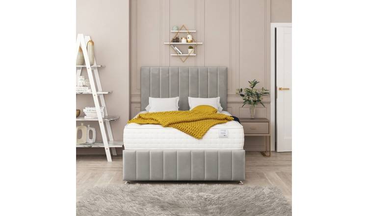 Bed Choices Moscow Single 2 Drawer 26" Headboard Divan Bed Set - Silver