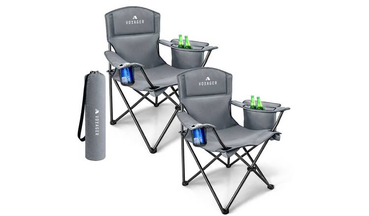 Voyager Set of 2 Cool Arm Folding Camping Chairs - Grey
