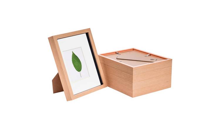 Nicola Spring 3D Box Photo Frames - 8 x 10" with Mount - Set of 5 - Light Wood