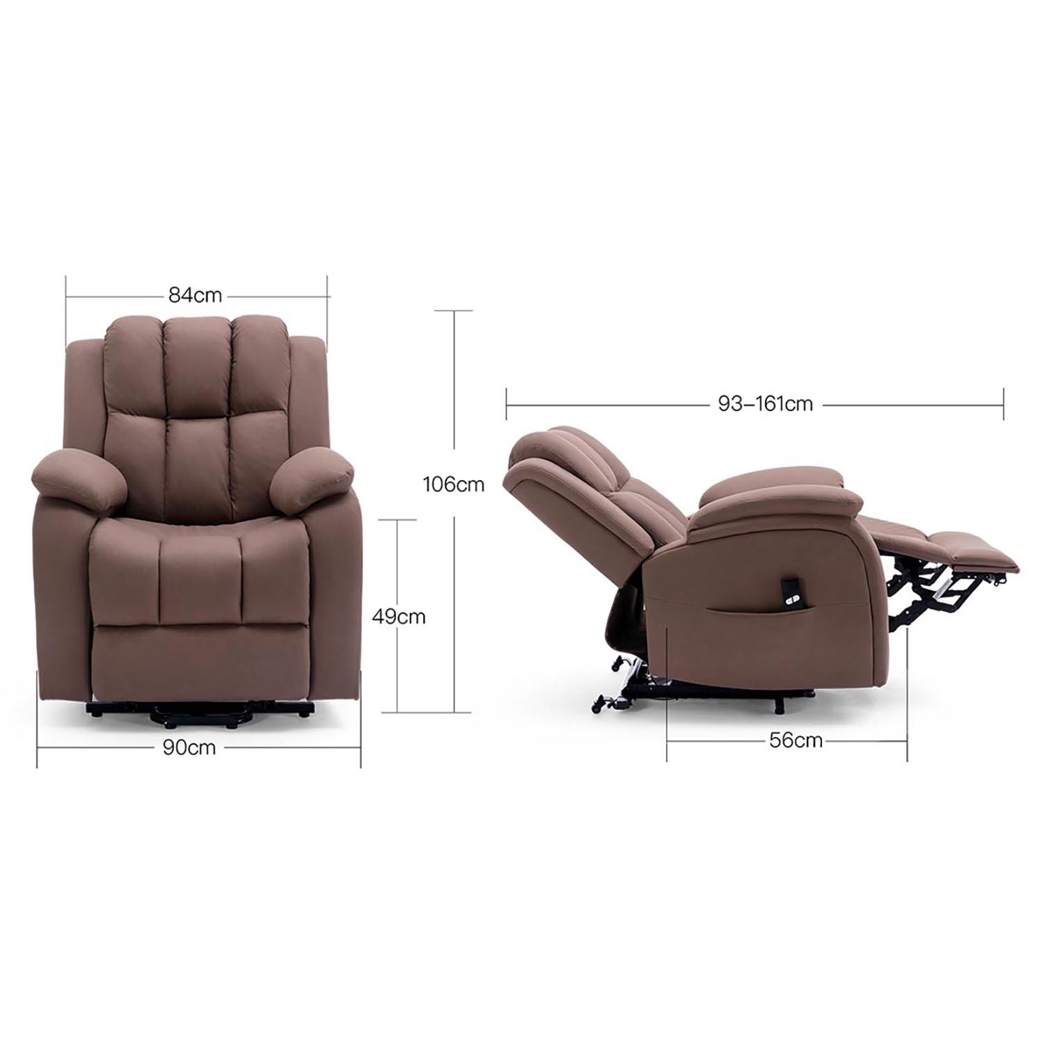 Furniture Online Brookline Tech Fabric Single Motor Rise Recliner Chair - Mocha - Image 8
