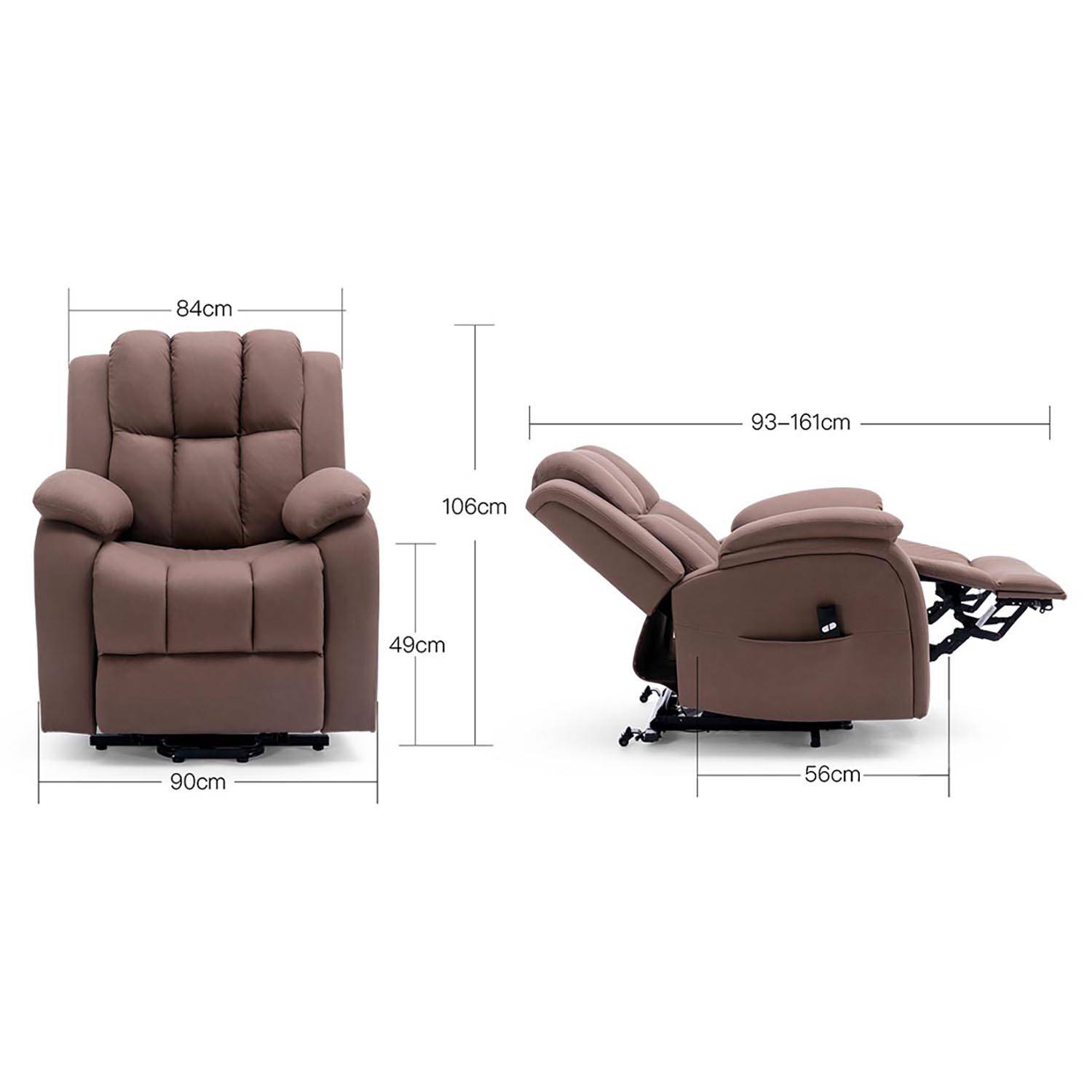 Furniture Online Brookline Tech Fabric Single Motor Rise Recliner Chair - Mocha - Image 8