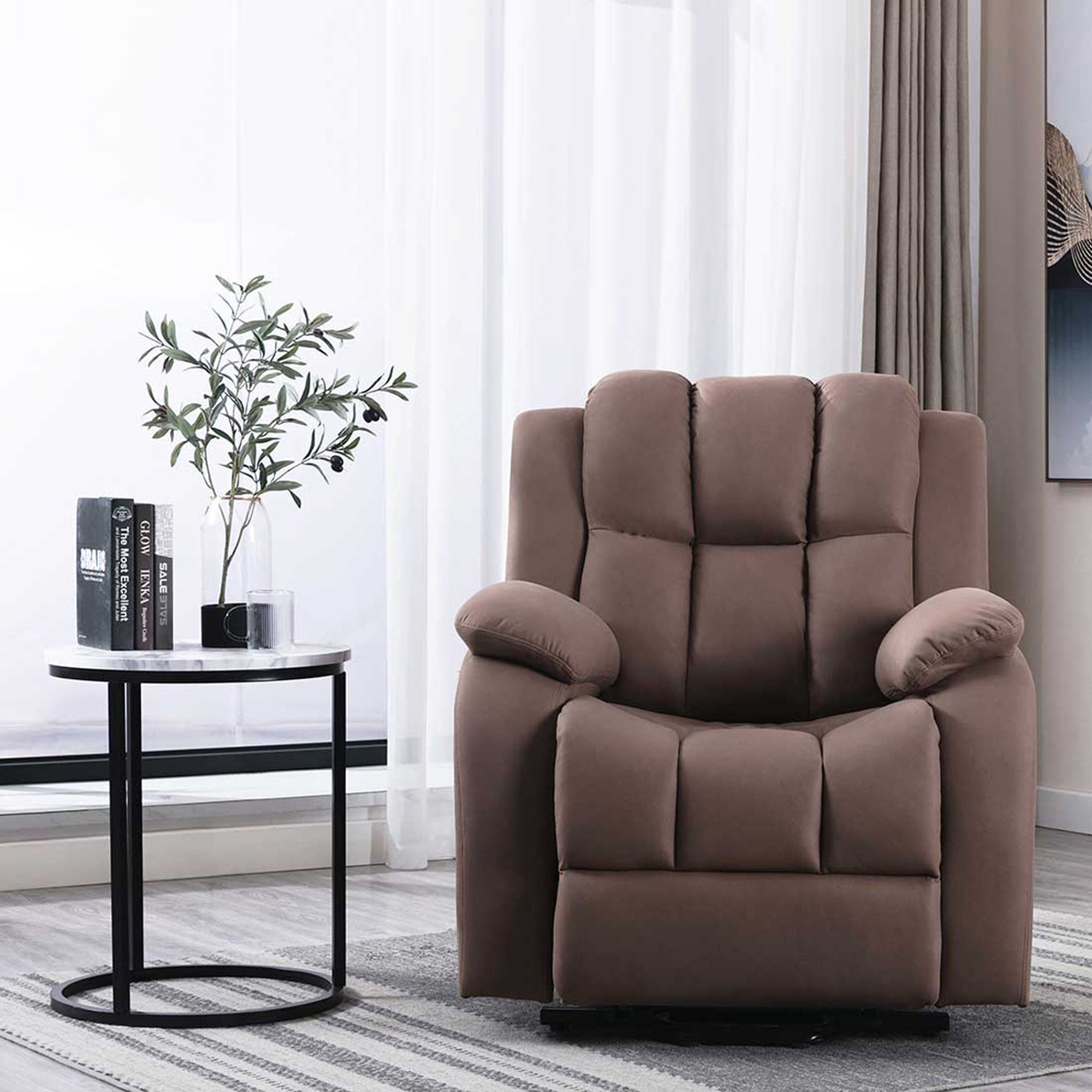 Furniture Online Brookline Tech Fabric Single Motor Rise Recliner Chair - Mocha - Image 7