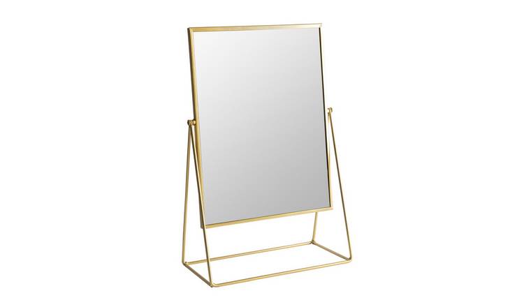Harbour Housewares Rectangle Makeup Mirror - Gold - 32 x 50cm