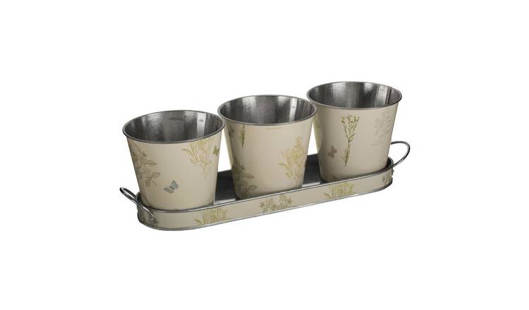Orsina Jardin Set Of Three Pots On Oblong Tray