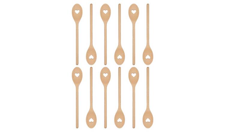 Argon Tableware Wooden Heart Cooking Spoons - Pack of 12