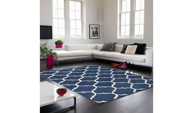 Mega Flooring Blue Handmade Geometric Rug - 120 x 170cm