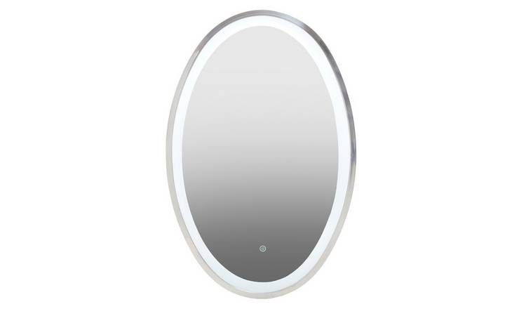Orsina Avelino Illuminated LED Oval Mirror – Silver