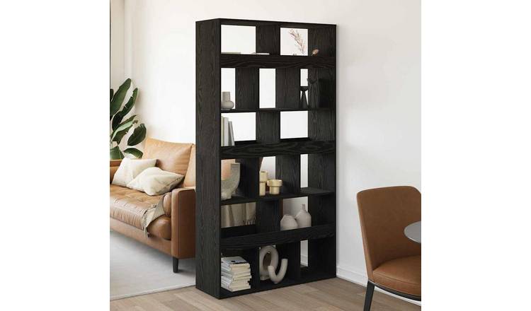 Walplus 15 Tier Engineered Wood Book Cabinet - Dark Oak - 100 x 33 x 93.75 cm